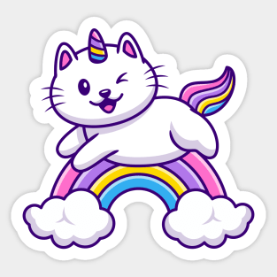 Cute Cat Unicorn Flying Sticker